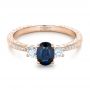 14k Rose Gold 14k Rose Gold Custom Blue Sapphire And Diamond Engagement Ring - Flat View -  102274 - Thumbnail