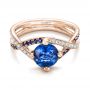 18k Rose Gold 18k Rose Gold Custom Blue Sapphire And Diamond Engagement Ring - Flat View -  102312 - Thumbnail