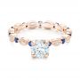 14k Rose Gold 14k Rose Gold Custom Blue Sapphire And Diamond Engagement Ring - Flat View -  102520 - Thumbnail