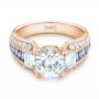 14k Rose Gold 14k Rose Gold Custom Blue Sapphire And Diamond Engagement Ring - Flat View -  102888 - Thumbnail