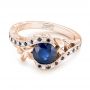 18k Rose Gold 18k Rose Gold Custom Blue Sapphire And Diamond Engagement Ring - Flat View -  103000 - Thumbnail