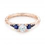 18k Rose Gold 18k Rose Gold Custom Blue Sapphire And Diamond Engagement Ring - Flat View -  103015 - Thumbnail