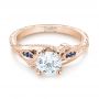 18k Rose Gold 18k Rose Gold Custom Blue Sapphire And Diamond Engagement Ring - Flat View -  103409 - Thumbnail
