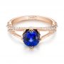 14k Rose Gold 14k Rose Gold Custom Blue Sapphire And Diamond Engagement Ring - Flat View -  103411 - Thumbnail