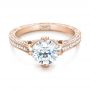18k Rose Gold 18k Rose Gold Custom Blue Sapphire And Diamond Engagement Ring - Flat View -  103448 - Thumbnail