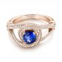14k Rose Gold 14k Rose Gold Custom Blue Sapphire And Diamond Engagement Ring - Flat View -  103611 - Thumbnail