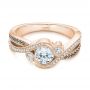 14k Rose Gold 14k Rose Gold Custom Blue Sapphire And Diamond Engagement Ring - Flat View -  104025 - Thumbnail