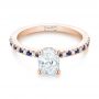 14k Rose Gold 14k Rose Gold Custom Blue Sapphire And Diamond Engagement Ring - Flat View -  104207 - Thumbnail