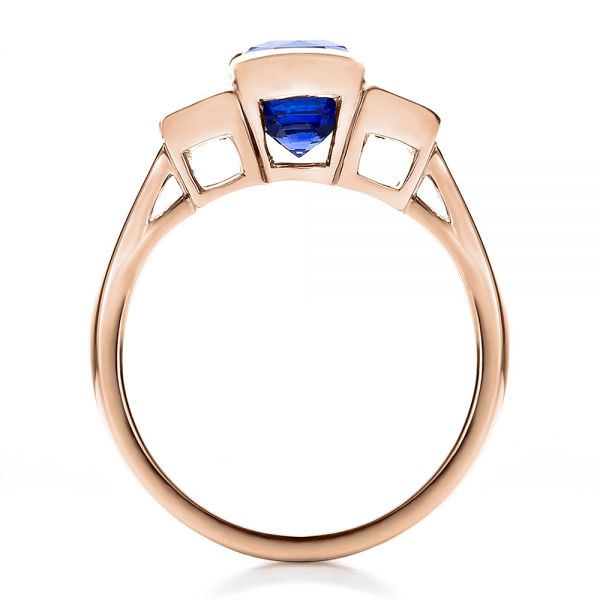 18k Rose Gold 18k Rose Gold Custom Blue Sapphire And Diamond Engagement Ring - Front View -  100034