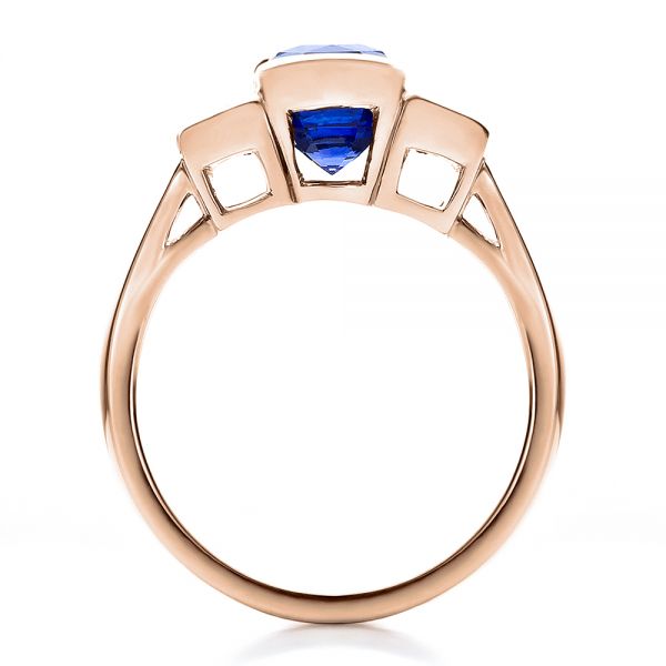 14k Rose Gold 14k Rose Gold Custom Blue Sapphire And Diamond Engagement Ring - Front View - 100034