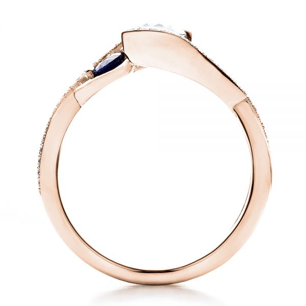 18k Rose Gold 18k Rose Gold Custom Blue Sapphire And Diamond Engagement Ring - Front View -  100056