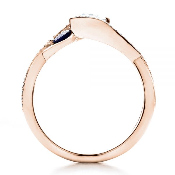 14k Rose Gold 14k Rose Gold Custom Blue Sapphire And Diamond Engagement Ring - Front View - 100056