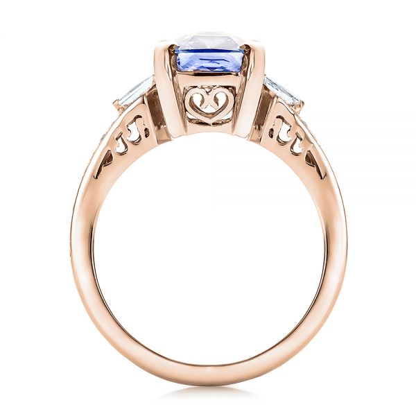 14k Rose Gold 14k Rose Gold Custom Blue Sapphire And Diamond Engagement Ring - Front View -  100703