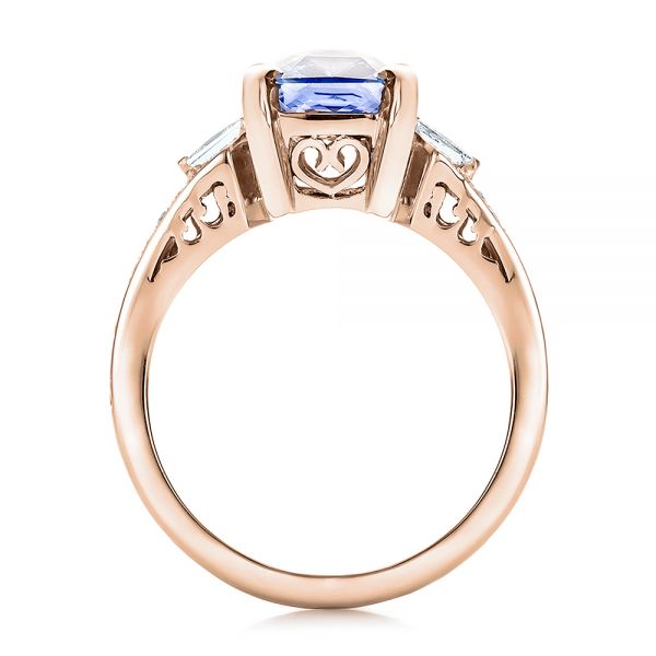 14k Rose Gold 14k Rose Gold Custom Blue Sapphire And Diamond Engagement Ring - Front View - 100703