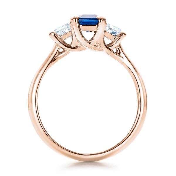 18k Rose Gold 18k Rose Gold Custom Blue Sapphire And Diamond Engagement Ring - Front View -  100855