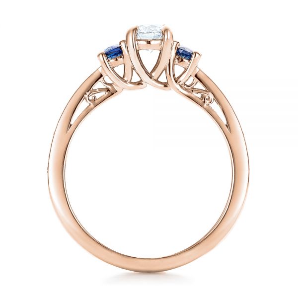 14k Rose Gold 14k Rose Gold Custom Blue Sapphire And Diamond Engagement Ring - Front View -  100876