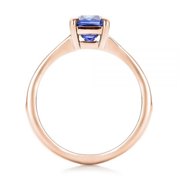 14k Rose Gold 14k Rose Gold Custom Blue Sapphire And Diamond Engagement Ring - Front View -  100923