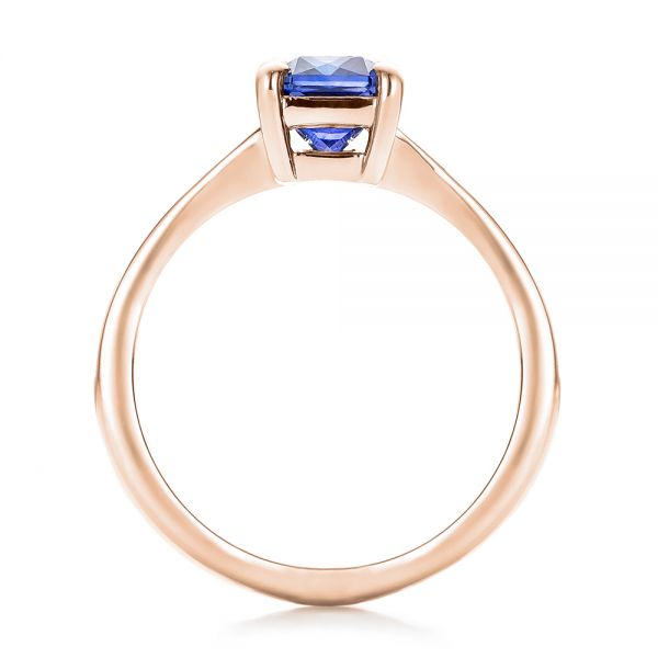 14k Rose Gold 14k Rose Gold Custom Blue Sapphire And Diamond Engagement Ring - Front View - 100923