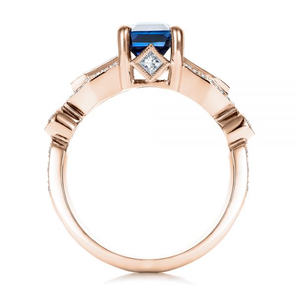 18k Rose Gold 18k Rose Gold Custom Blue Sapphire And Diamond Engagement Ring - Front View - 101164
