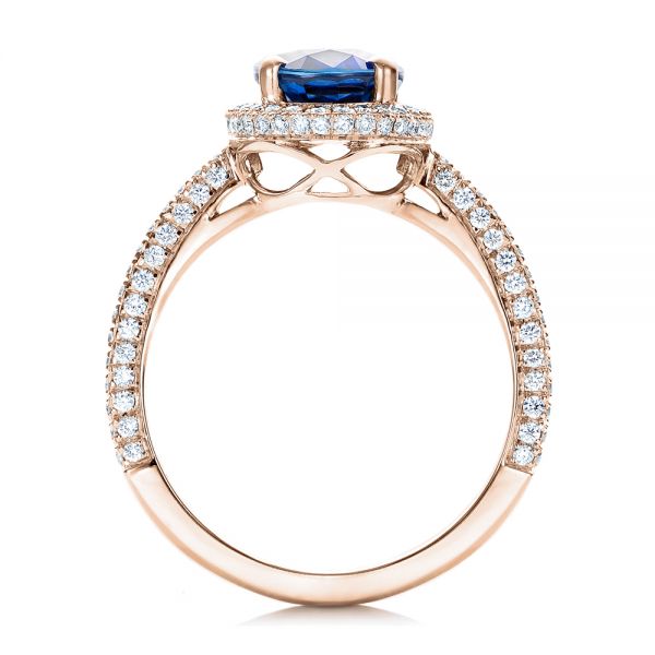 18k Rose Gold 18k Rose Gold Custom Blue Sapphire And Diamond Engagement Ring - Front View -  102049