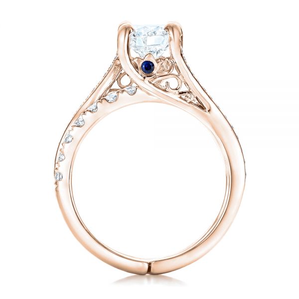 18k Rose Gold 18k Rose Gold Custom Blue Sapphire And Diamond Engagement Ring - Front View -  102070