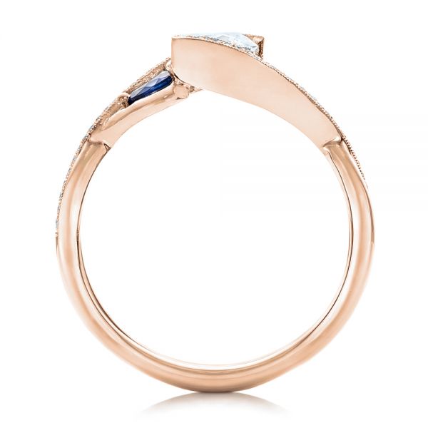 18k Rose Gold 18k Rose Gold Custom Blue Sapphire And Diamond Engagement Ring - Front View -  102251