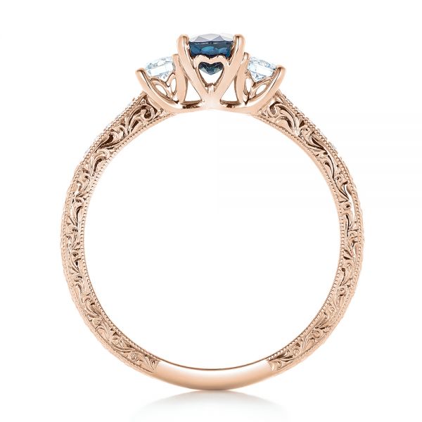 14k Rose Gold 14k Rose Gold Custom Blue Sapphire And Diamond Engagement Ring - Front View -  102274