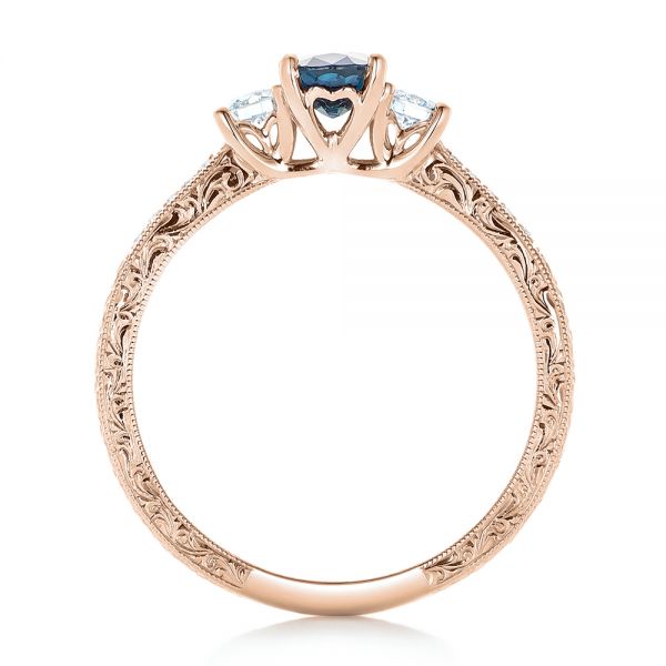 14k Rose Gold 14k Rose Gold Custom Blue Sapphire And Diamond Engagement Ring - Front View -  102274