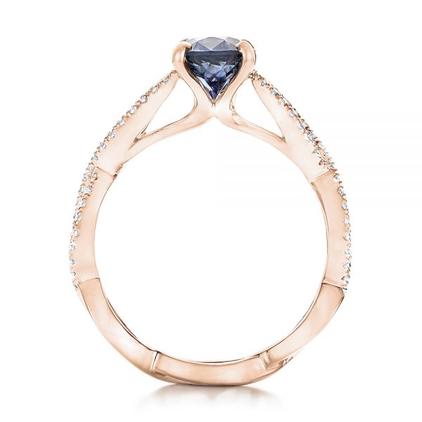 18k Rose Gold 18k Rose Gold Custom Blue Sapphire And Diamond Engagement Ring - Front View -  102309
