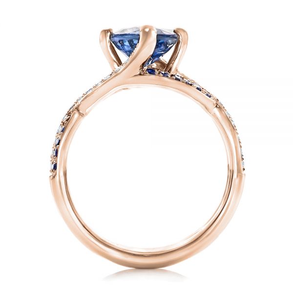 14k Rose Gold 14k Rose Gold Custom Blue Sapphire And Diamond Engagement Ring - Front View -  102312