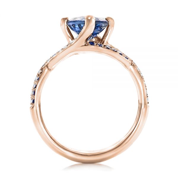 18k Rose Gold 18k Rose Gold Custom Blue Sapphire And Diamond Engagement Ring - Front View - 102312