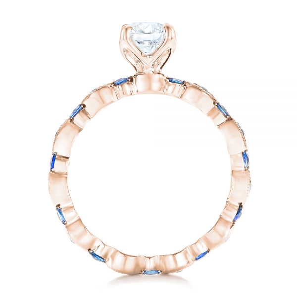 14k Rose Gold 14k Rose Gold Custom Blue Sapphire And Diamond Engagement Ring - Front View - 102520