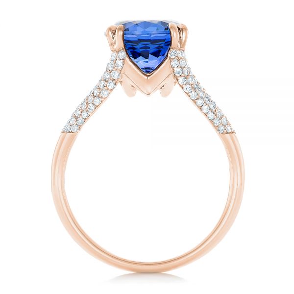 18k Rose Gold 18k Rose Gold Custom Blue Sapphire And Diamond Engagement Ring - Front View -  102790