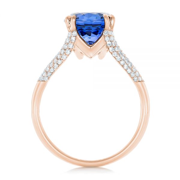 18k Rose Gold 18k Rose Gold Custom Blue Sapphire And Diamond Engagement Ring - Front View - 102790