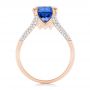 18k Rose Gold 18k Rose Gold Custom Blue Sapphire And Diamond Engagement Ring - Front View -  102790 - Thumbnail