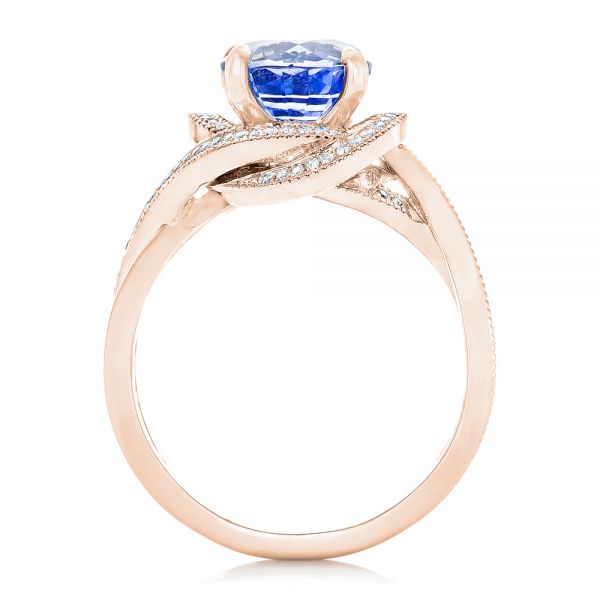 14k Rose Gold 14k Rose Gold Custom Blue Sapphire And Diamond Engagement Ring - Front View - 102841