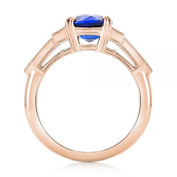 18k Rose Gold 18k Rose Gold Custom Blue Sapphire And Diamond Engagement Ring - Front View -  102870