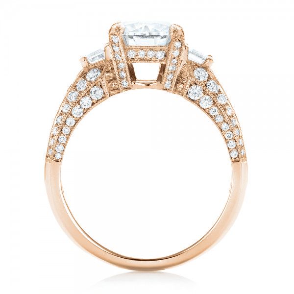 18k Rose Gold 18k Rose Gold Custom Blue Sapphire And Diamond Engagement Ring - Front View -  102888