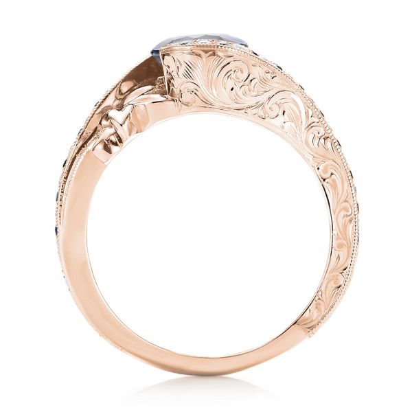 14k Rose Gold 14k Rose Gold Custom Blue Sapphire And Diamond Engagement Ring - Front View -  103000