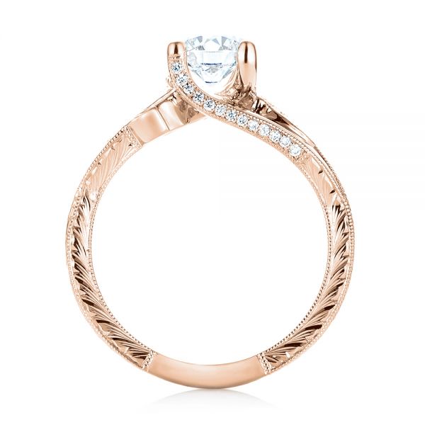 14k Rose Gold 14k Rose Gold Custom Blue Sapphire And Diamond Engagement Ring - Front View -  103409