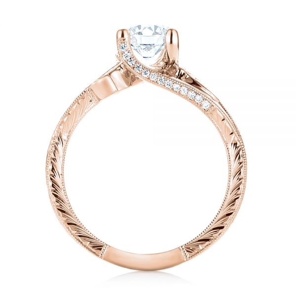 18k Rose Gold 18k Rose Gold Custom Blue Sapphire And Diamond Engagement Ring - Front View - 103409