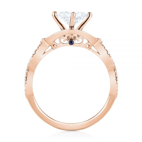 18k Rose Gold 18k Rose Gold Custom Blue Sapphire And Diamond Engagement Ring - Front View -  103420