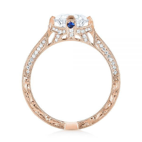 14k Rose Gold 14k Rose Gold Custom Blue Sapphire And Diamond Engagement Ring - Front View -  103448