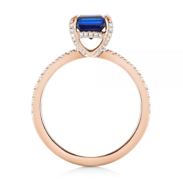 14k Rose Gold 14k Rose Gold Custom Blue Sapphire And Diamond Engagement Ring - Front View -  103509