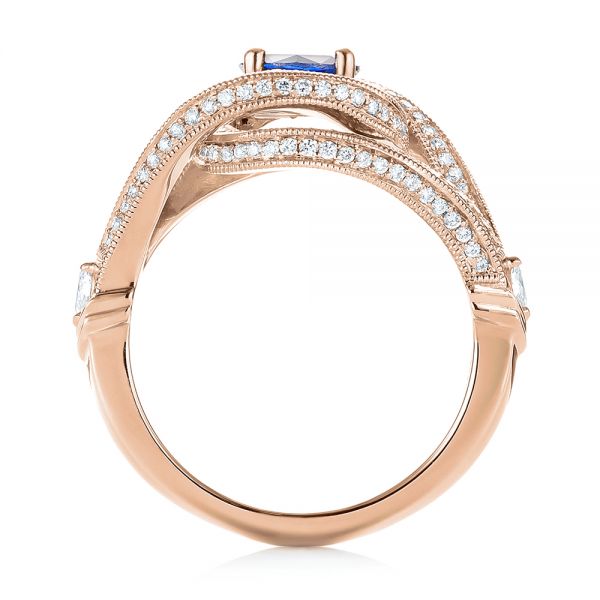 14k Rose Gold 14k Rose Gold Custom Blue Sapphire And Diamond Engagement Ring - Front View -  103611
