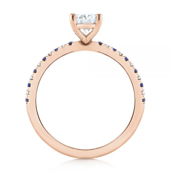18k Rose Gold 18k Rose Gold Custom Blue Sapphire And Diamond Engagement Ring - Front View -  104207