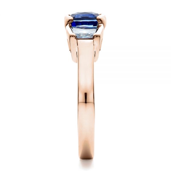 14k Rose Gold 14k Rose Gold Custom Blue Sapphire And Diamond Engagement Ring - Side View -  100034