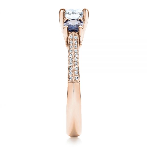 18k Rose Gold 18k Rose Gold Custom Blue Sapphire And Diamond Engagement Ring - Side View - 100116