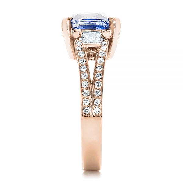 14k Rose Gold 14k Rose Gold Custom Blue Sapphire And Diamond Engagement Ring - Side View - 100703