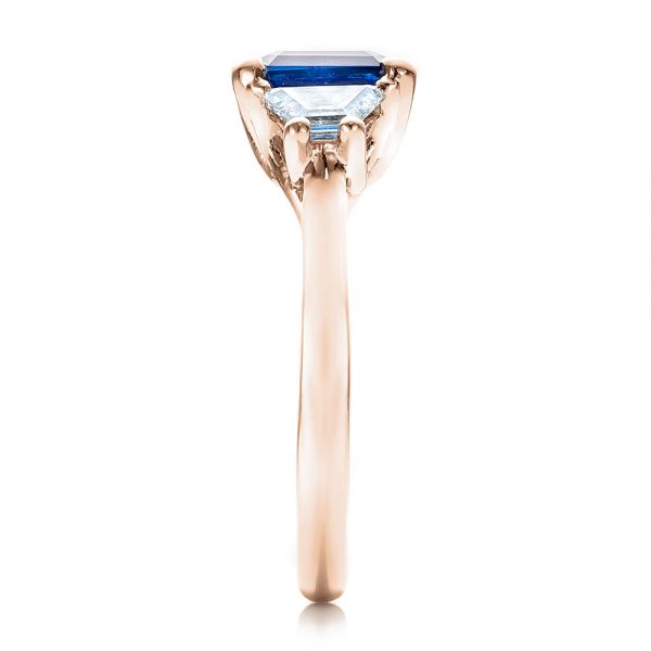 18k Rose Gold 18k Rose Gold Custom Blue Sapphire And Diamond Engagement Ring - Side View -  100855